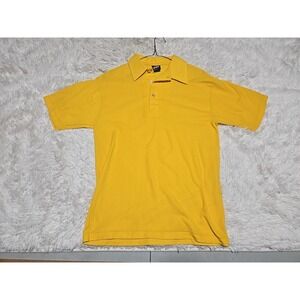 Vintage 90s Screen Stars Blank Med Polo Shirt Yellow Made USA Single Stitch NWOT